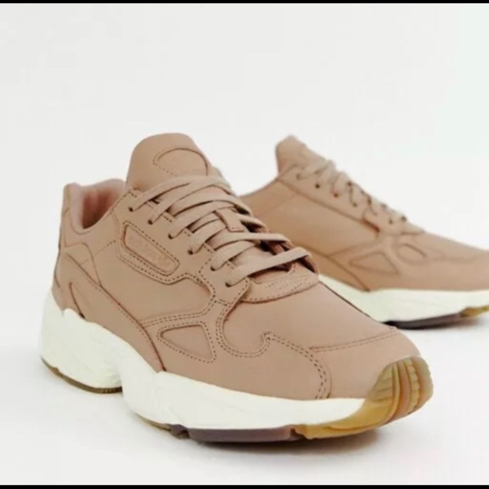 Adidas Leather Falcons Beige Tan Light Pink